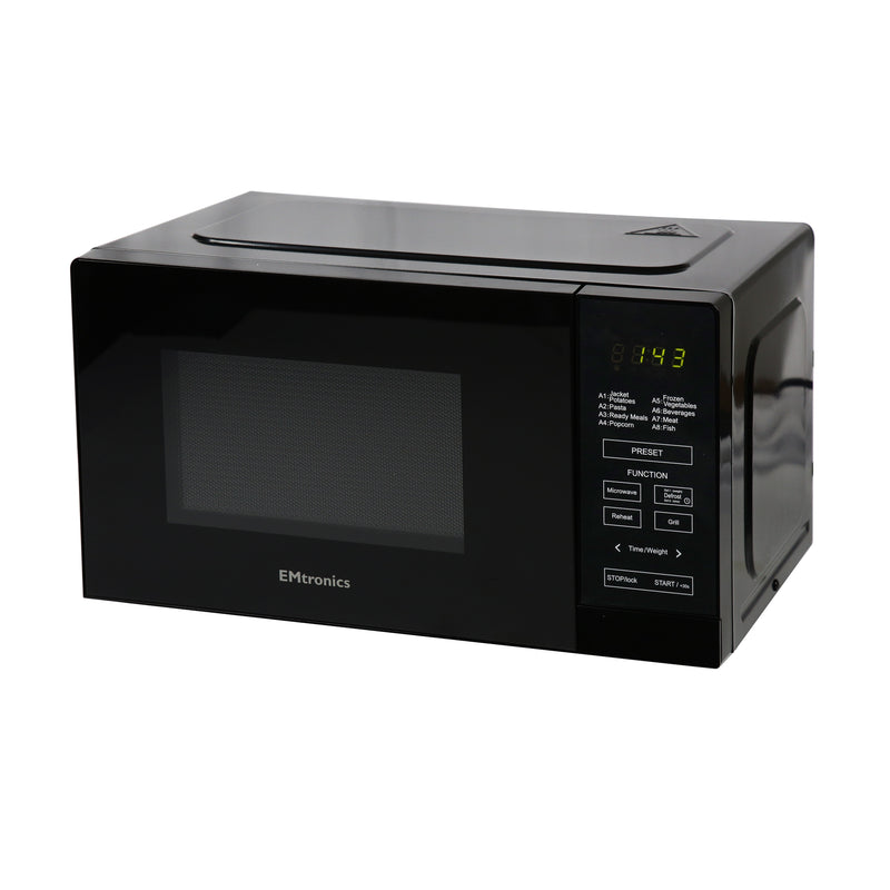 EMtronics 20 Litre Microwave 700W with Grill - Black