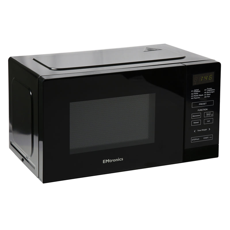 EMtronics 20 Litre Microwave 700W with Grill - Black