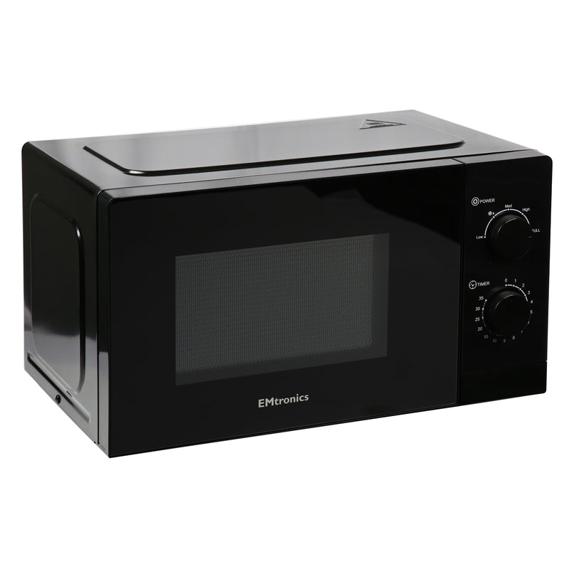 EMtronics 20 Litre Black Microwave 700W With Defrost Settings