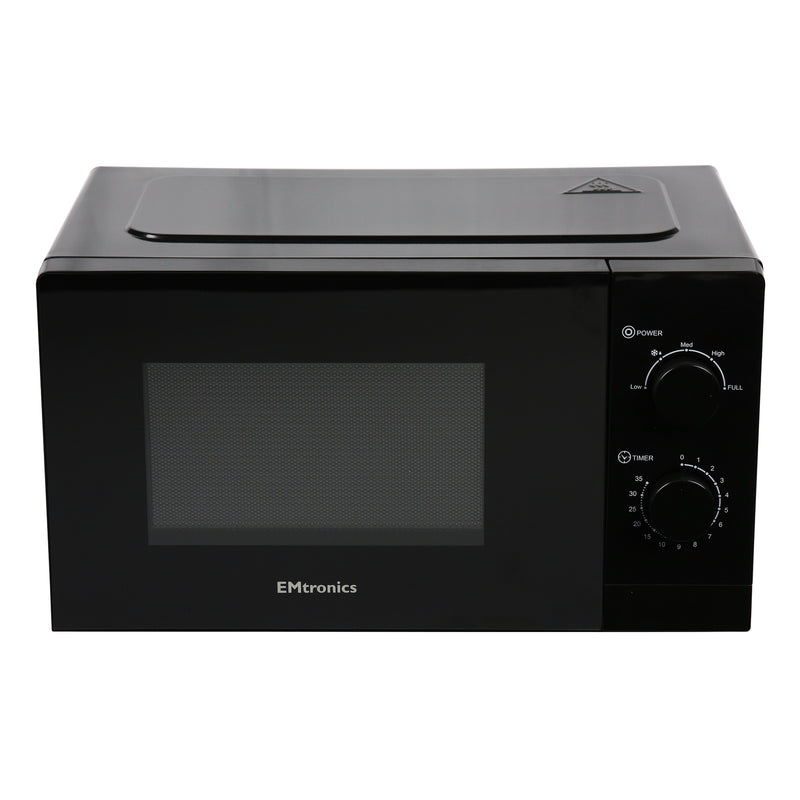 EMtronics 20 Litre Black Microwave 700W With Defrost Settings