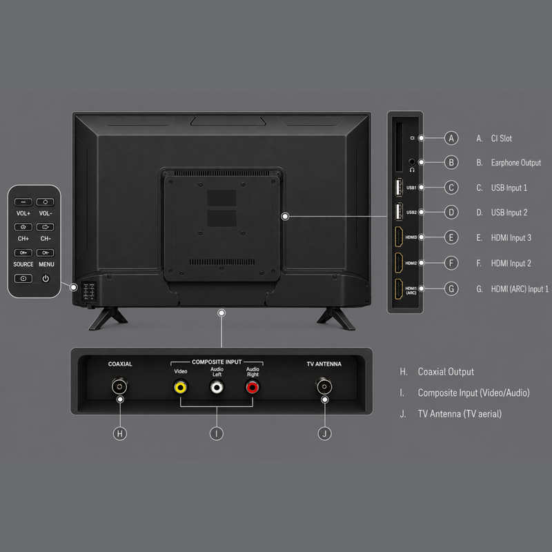 EMtronics EM32B2 32" Inch HD Ready 720p LED TV - Black
