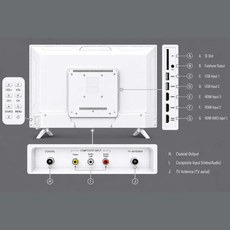 EMtronics EM32W2 32" Inch HD Ready 720p LED TV - White