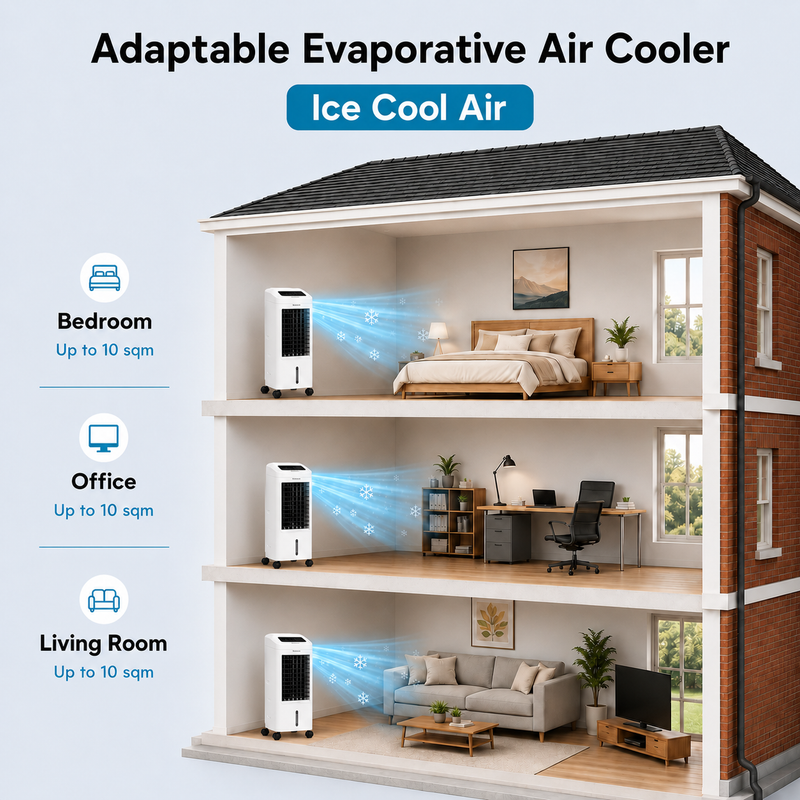 EMtronics Portable Fan Air Cooler, Humidifier with Timer, Remote and Ice Blocks