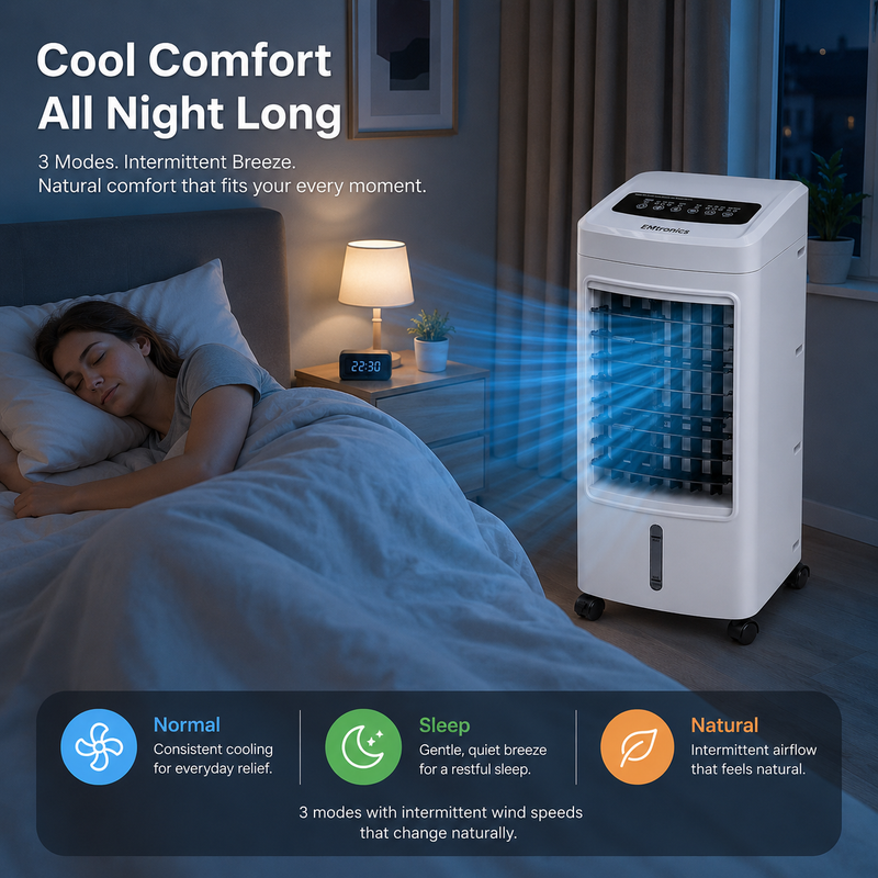EMtronics Portable Fan Air Cooler, Humidifier with Timer, Remote and Ice Blocks