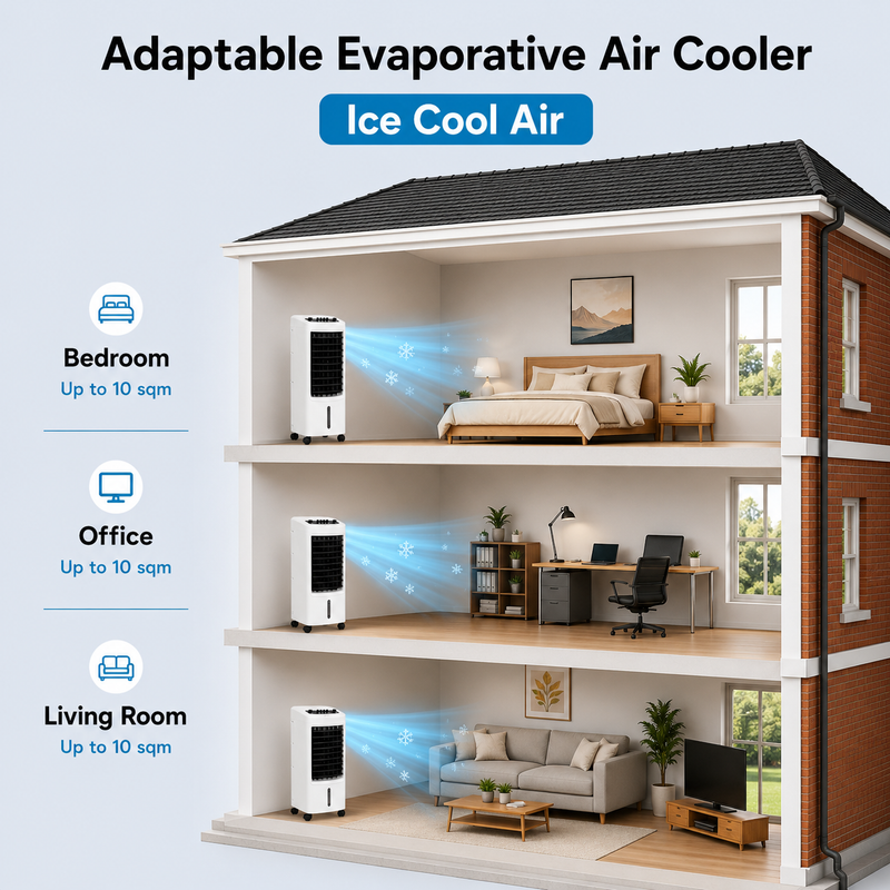 EMtronics Portable Fan Air Cooler, Humidifier with Ice Blocks