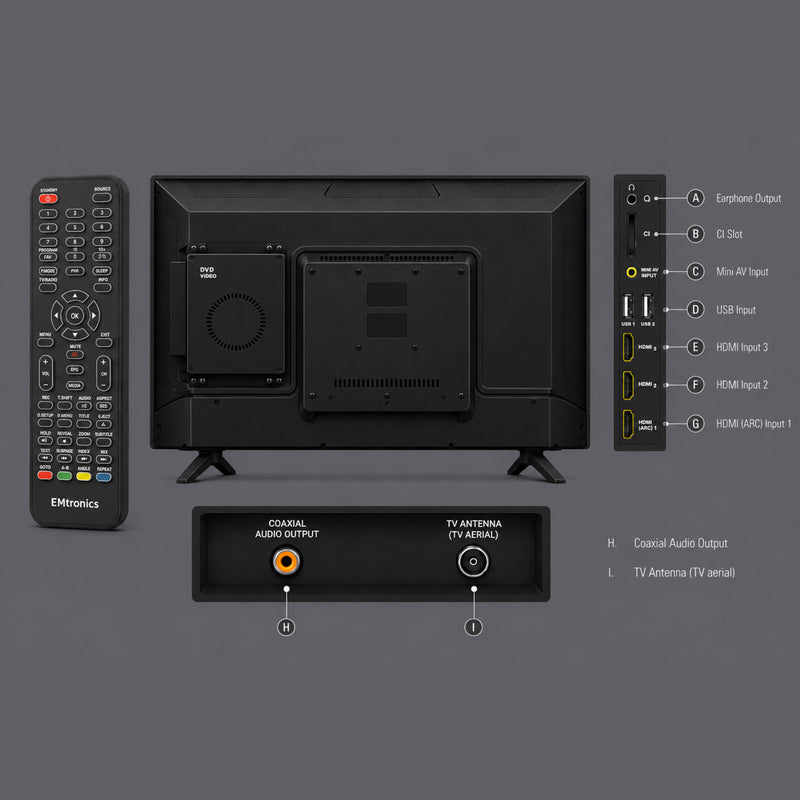 EMtronics 40" Full HD 1080p LED TV with Built-in DVD Player