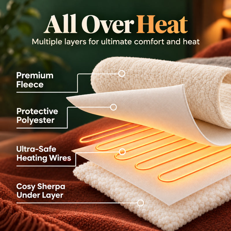 EMtronics Cream Heated Throw Electric Blanket - Single Size 160cm x 130cm