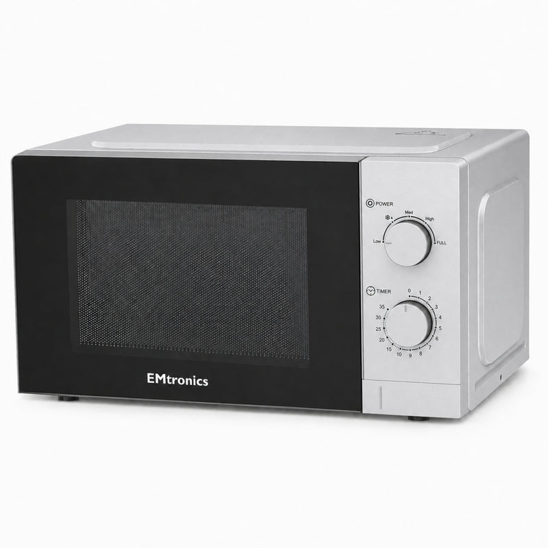 EMtronics 20 Litre Silver Microwave 700W With Defrost Settings