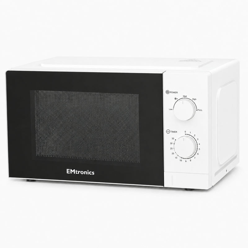 EMtronics 20 Litre White Microwave 700W With Defrost Settings