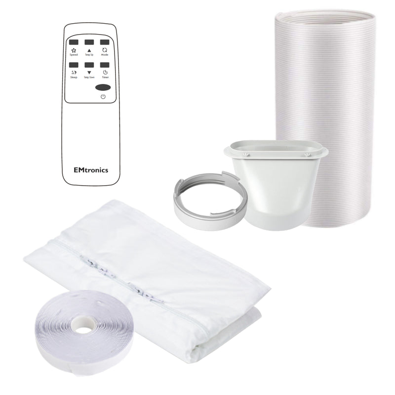 EMtronics 9K BTU Portable Air Conditioner Dehumidifier Fan and Window Vent Kit