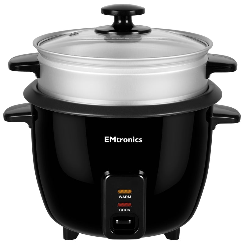 EMtronics Rice Cooker / Veg Steamer 0.6 to 1.8 Litre - Black