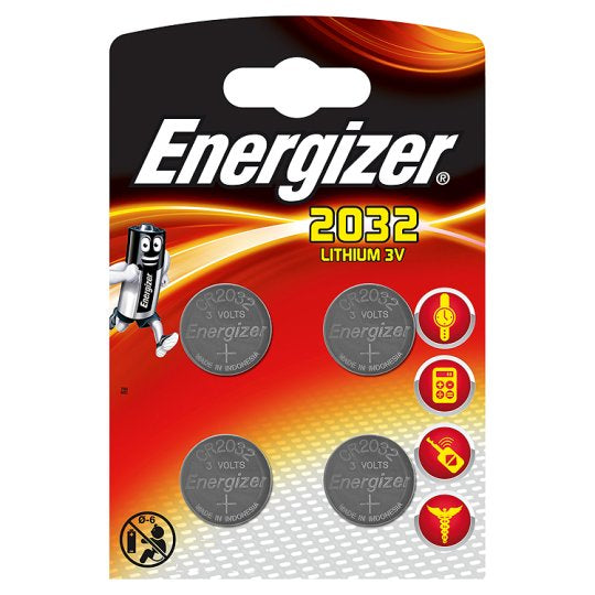 Energizer CR2032 Lithium 3V Coin Batteries (4 Pack)