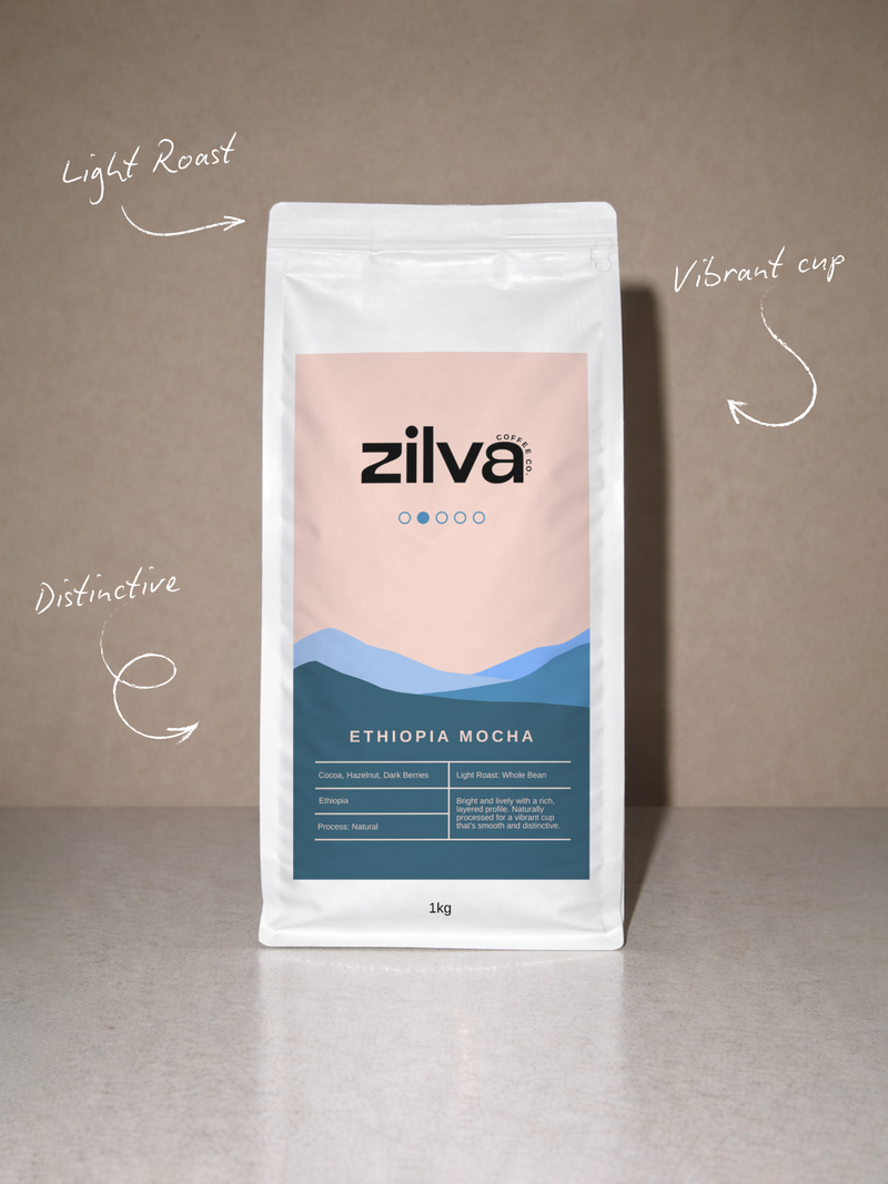 Ethiopia Mocha Coffee Beans - Light Roast - 1Kg