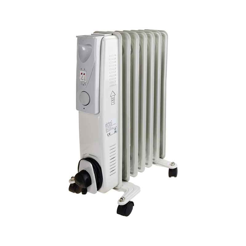 Fine Elements Portable Oil Filled Radiator, 1500W with Thermostat Control - White