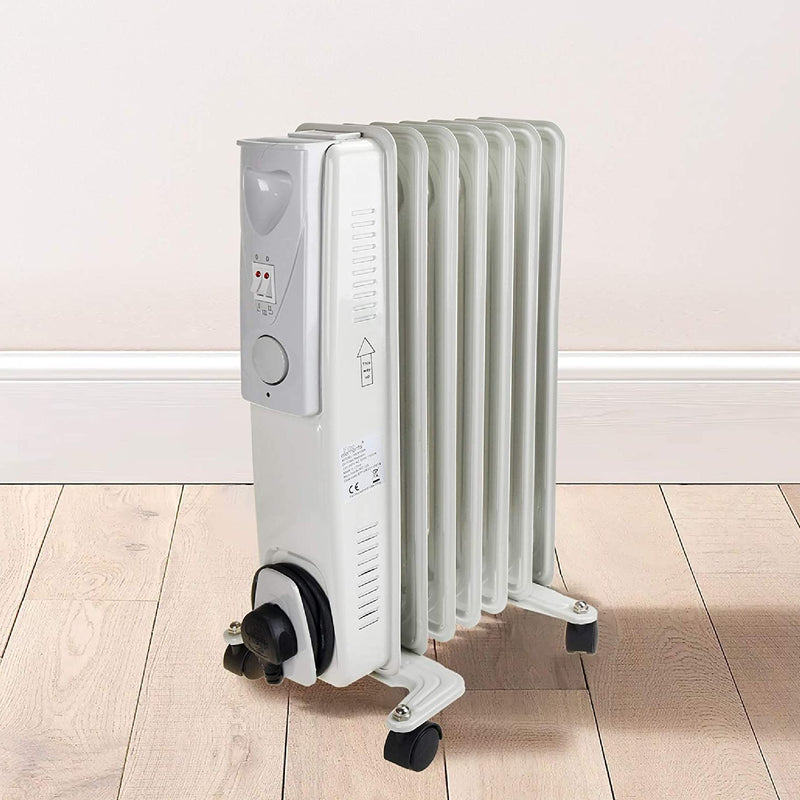 Fine Elements Portable Oil Filled Radiator, 1500W with Thermostat Control - White