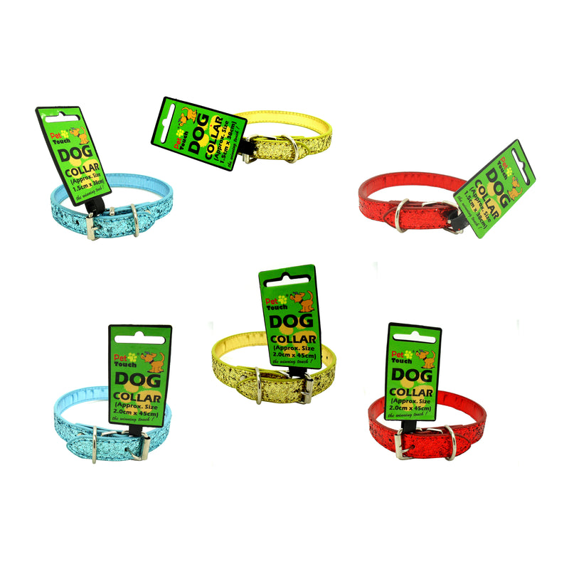 Adjustable PU Leather Glitter Collar for Small to Medium Dogs Or Cats