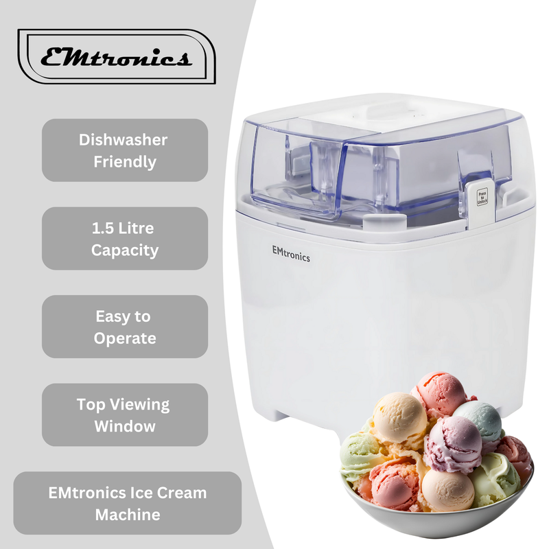 EMtronics 1.5L Electric Ice Cream Maker - White
