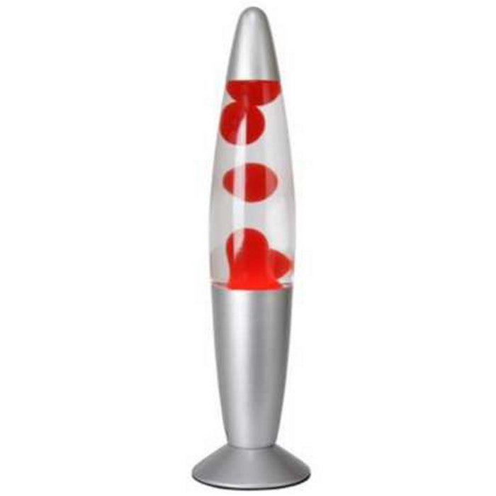 Classic Lava Lamp in Light Metallic Silver with Clear & Red Liquid Lava