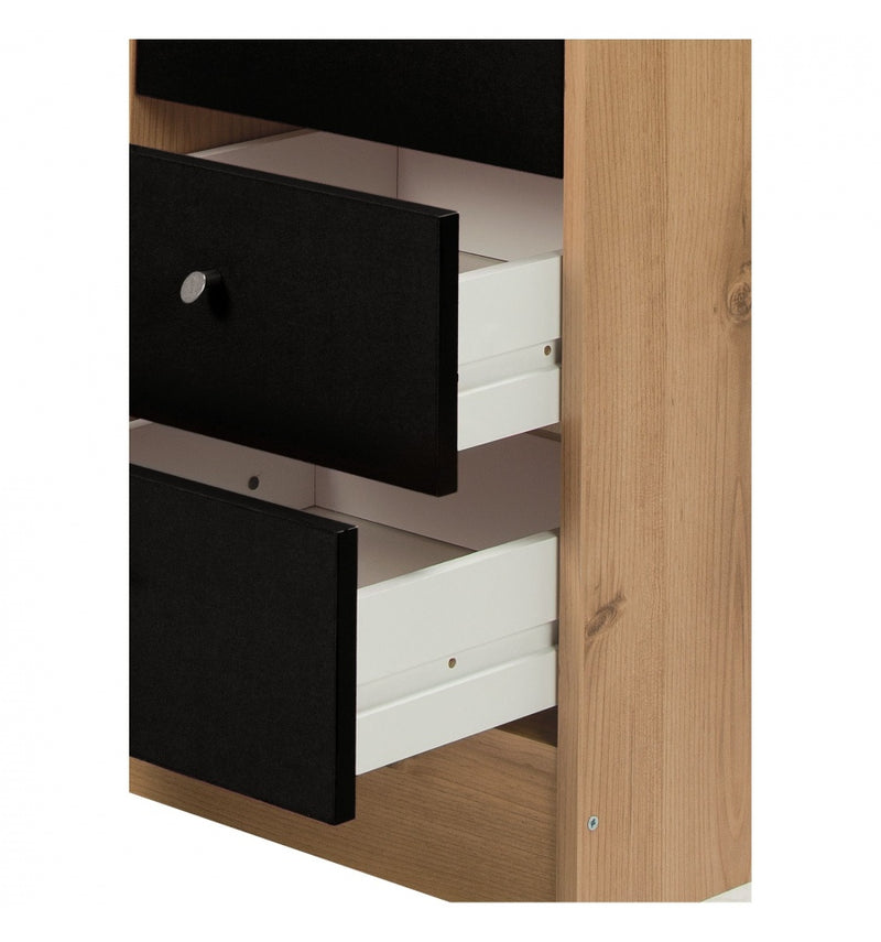 Malibu 3 Drawer Bedside Chest Black On Pine