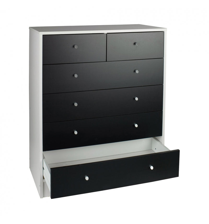 Malibu 4+2 Drawer Chest Black On White