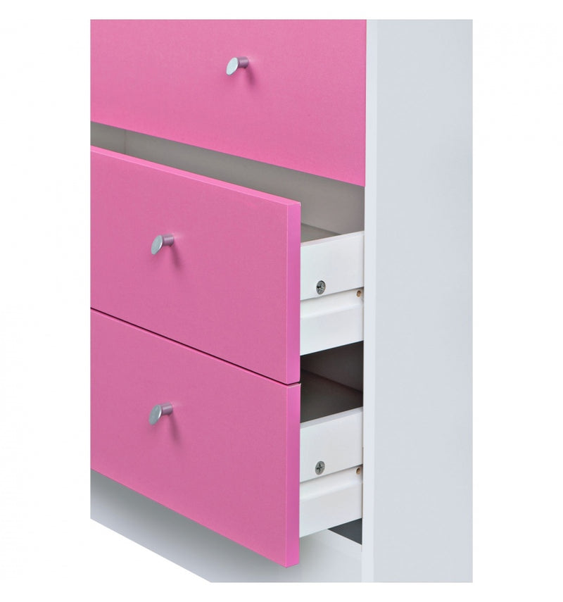 Malibu 4+2 Drawer Chest Pink On White