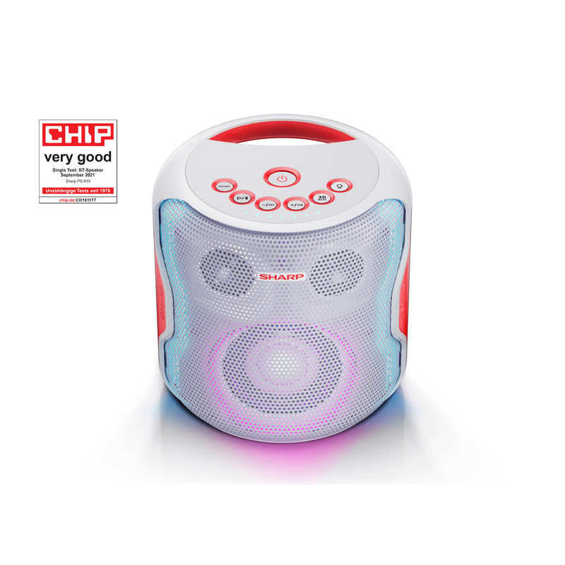 Sharp PS-919 130W Portable Bluetooth Speaker with LED Backlight - White