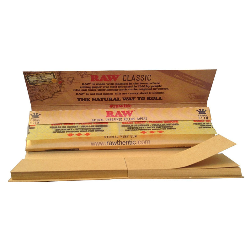 RAW Classic Hemp Connoisseur Kingsize Slim Rolling Papers with Tips