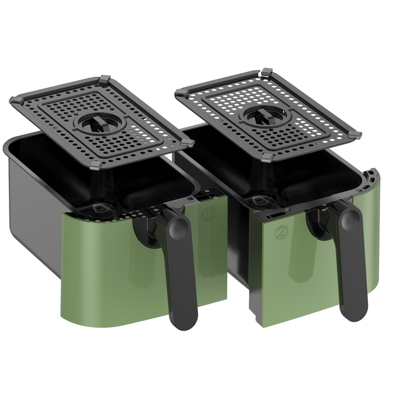 EMtronics RLDR91 9L Dual Air Fryer Drawer Set with Crisper Racks