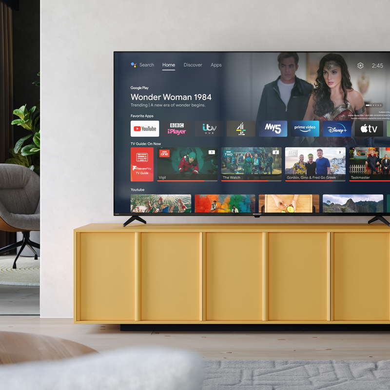 Sharp 65" 4K UHD Android Smart Frameless TV with Dolby HDR and Google Assistant