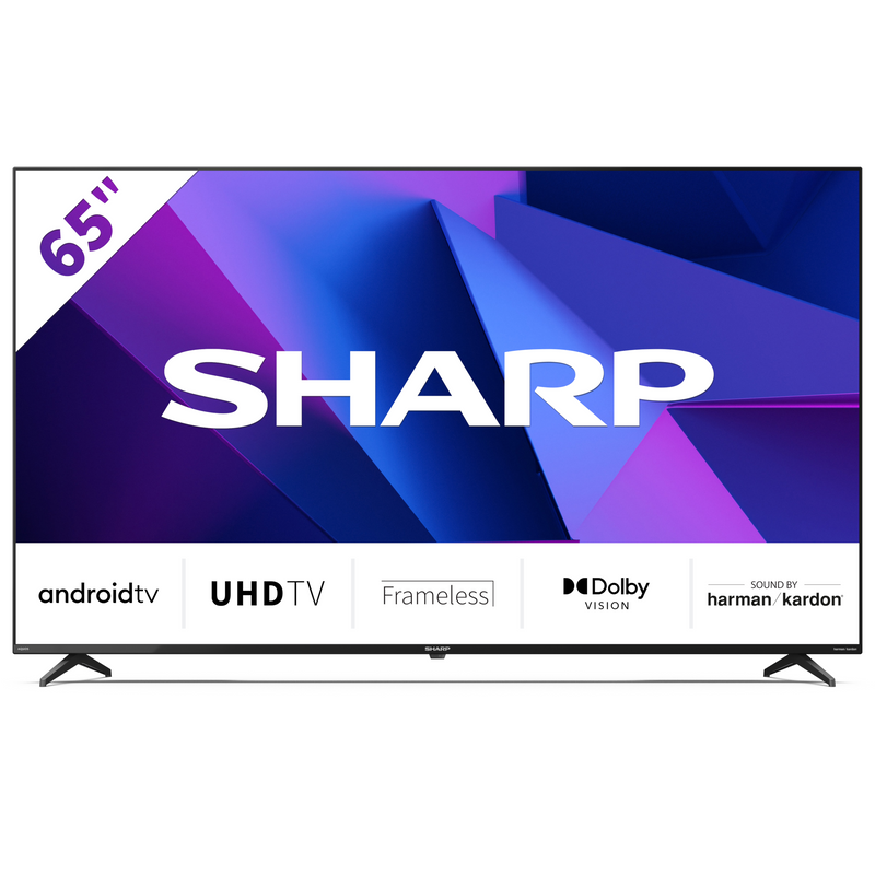 Sharp 65" 4K UHD Android Smart Frameless TV with Dolby HDR and Google Assistant