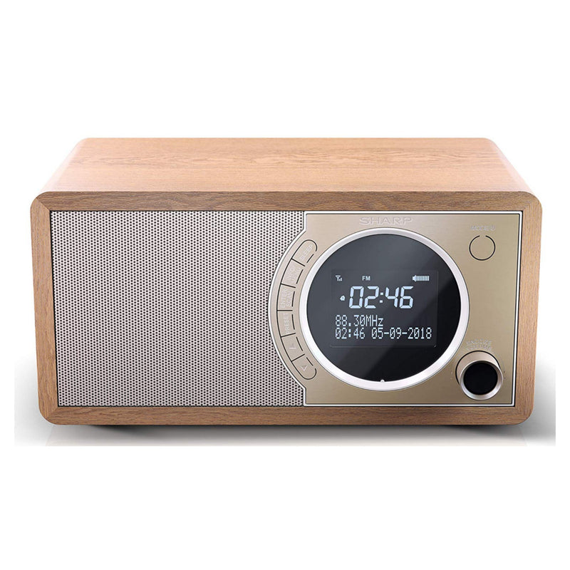 Sharp DR-450(BR) 6W DAB+ FM Bed Side Radio with Bluetooth & LED Display - Brown