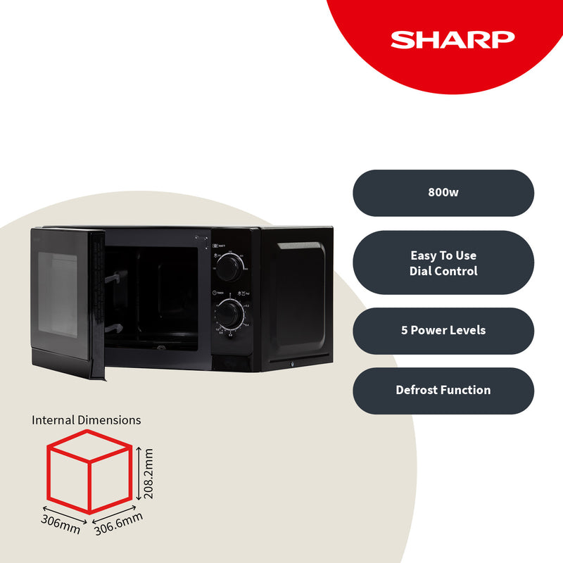 Sharp R200BKW-UK 20 Litre 800W Microwave - Black