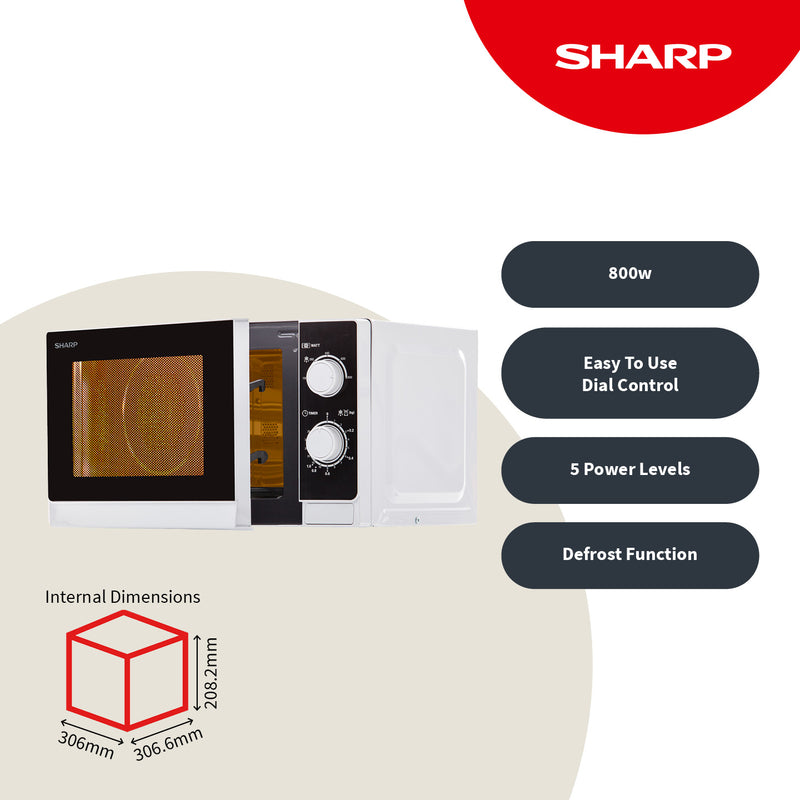 Sharp R200INW-UK 20 Litre 800W Manual Microwave - Silver