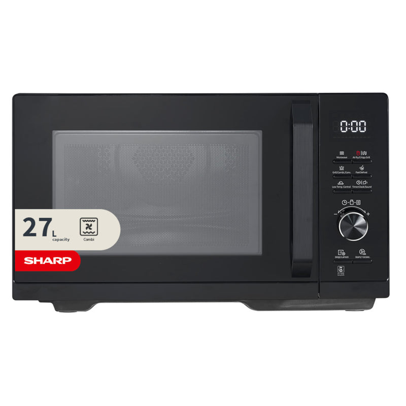 Sharp 27L 900W Black Digital Microwave with Air Fry, ECO & 11 Power Levels