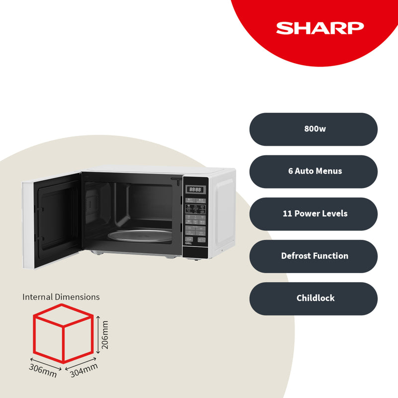 Sharp RDG202TW-UK 20 Litre 800W Microwave with Grill - White
