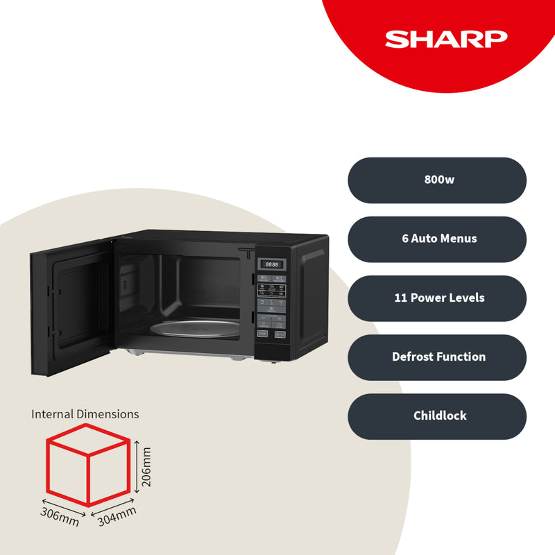 Sharp RDS202TB-UK 20 Litre 800W Microwave - Black