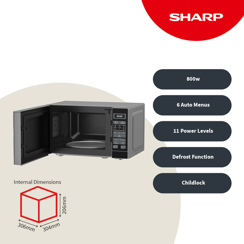 Sharp RDS202TS-UK 20 Litre 800W Microwave - Silver
