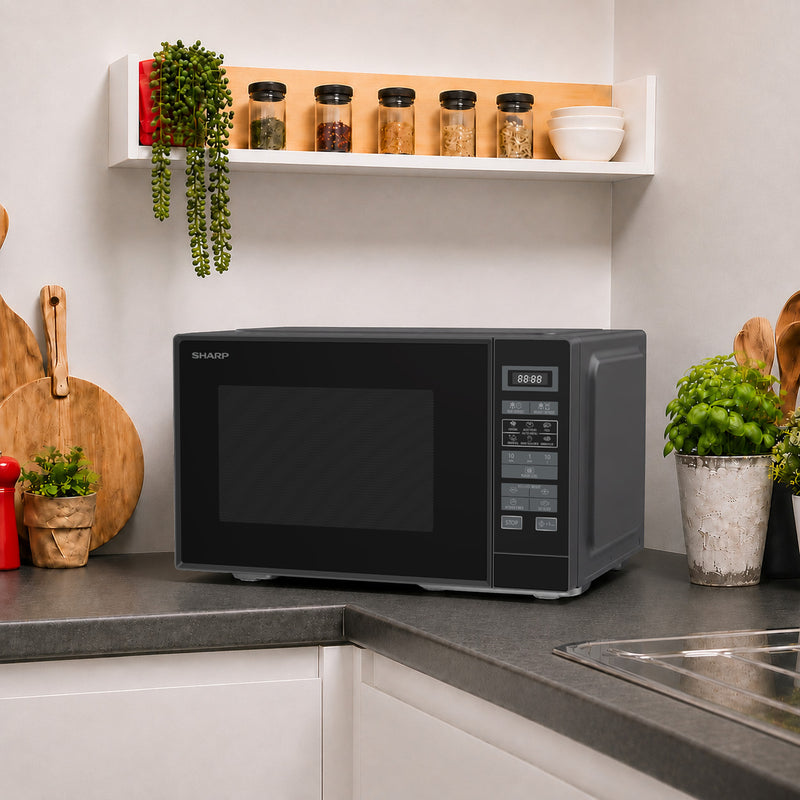 Sharp 25L 900W Dark Grey Digital Microwave with 6 Programmes & 11 Power Levels
