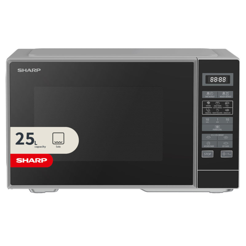 Sharp 25L 900W Silver Digital Microwave with 6 Programmes & 11 Power Levels