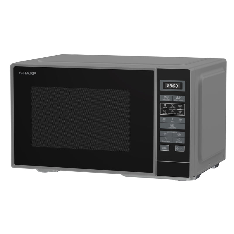 Sharp 25L 900W Silver Digital Microwave with 6 Programmes & 11 Power Levels