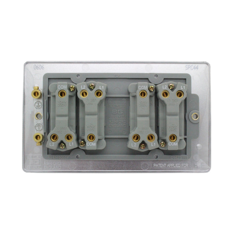 BG Polished Chrome 10A Amp 4 Gang 2 Way Home House Light Switch Wall Switches