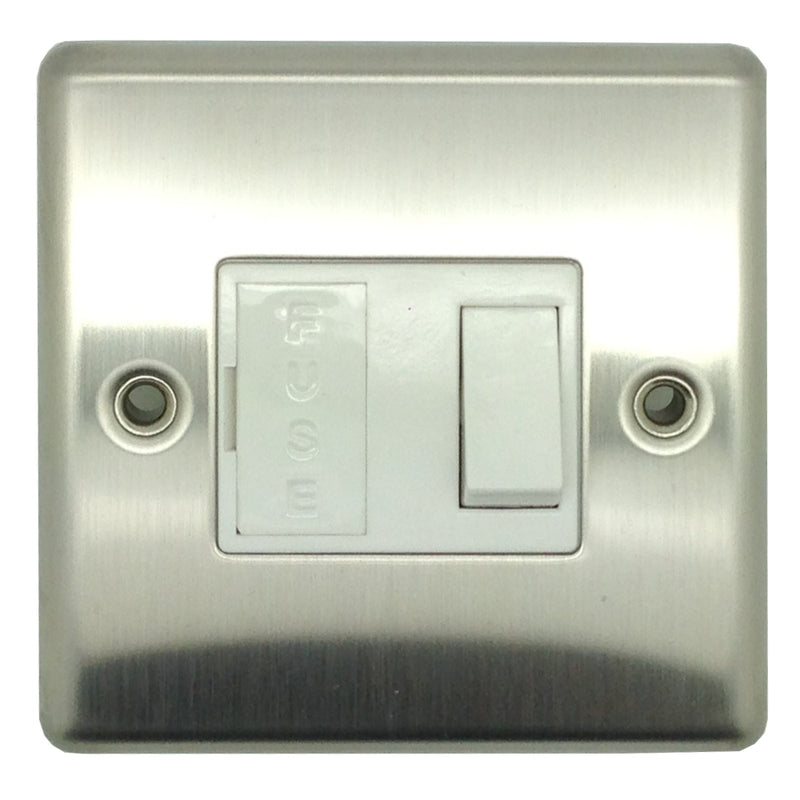 Polished Chrome White Insert Switched Fused Spur Home House Wall Switch