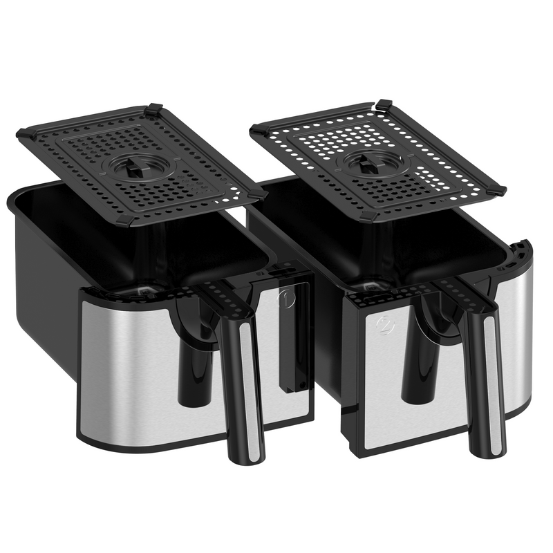 EMtronics RLDR91 9L Dual Air Fryer Drawer Set with Crisper Racks