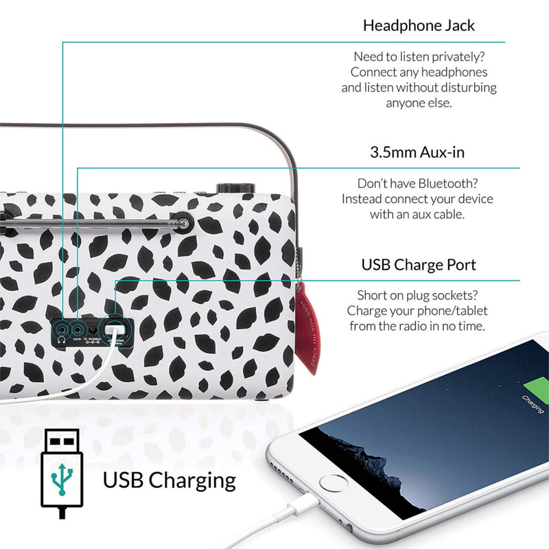 VQ Hepburn MKII DAB+ FM Radio Bluetooth Speaker - Lulu Guinness Black Lip