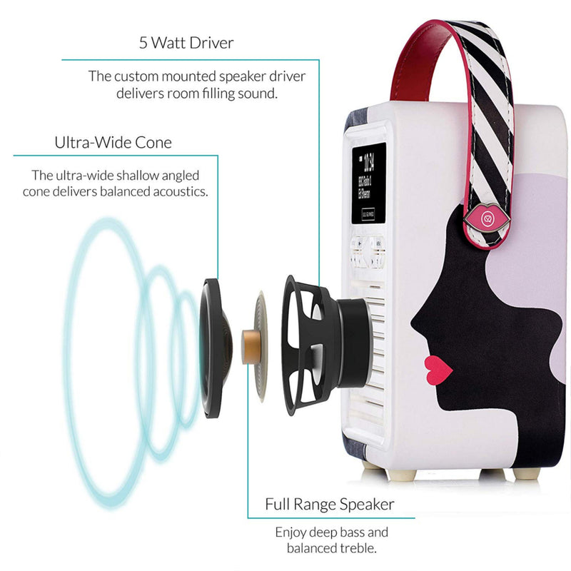 VQ Retro Mini DAB+ FM Radio with Bluetooth - Lulu Guinness Kissing Cameo
