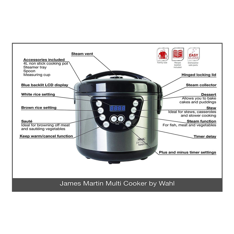 Wahl ZX916 - James Martin Multi Cooker with 6 Functions, Non Stick 4L Capacity