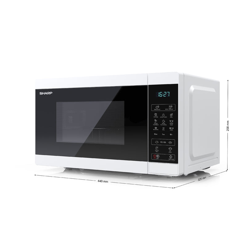 Sharp YC-MG02U-W White 20L 800W Microwave with 1000W Grill and Touch Control