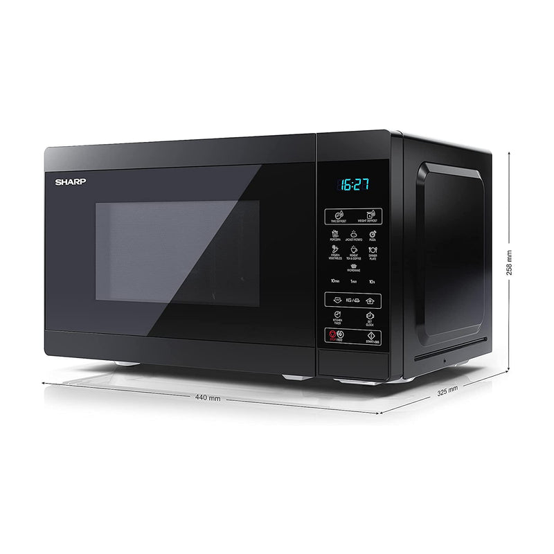 Sharp YC-MS02U-B Black 800W Microwave with 11 Power Levels & 8 Preset Cooking Options