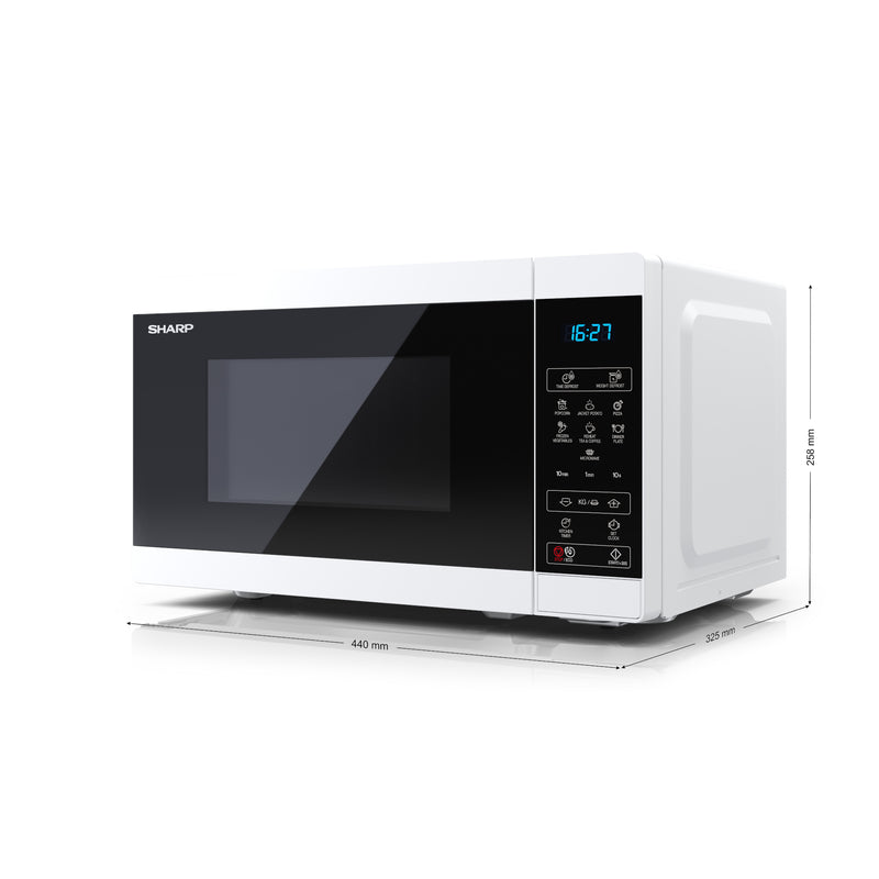Sharp YC-MS02U-W White 800W Microwave with 11 Power Levels & 8 Preset Cooking Options