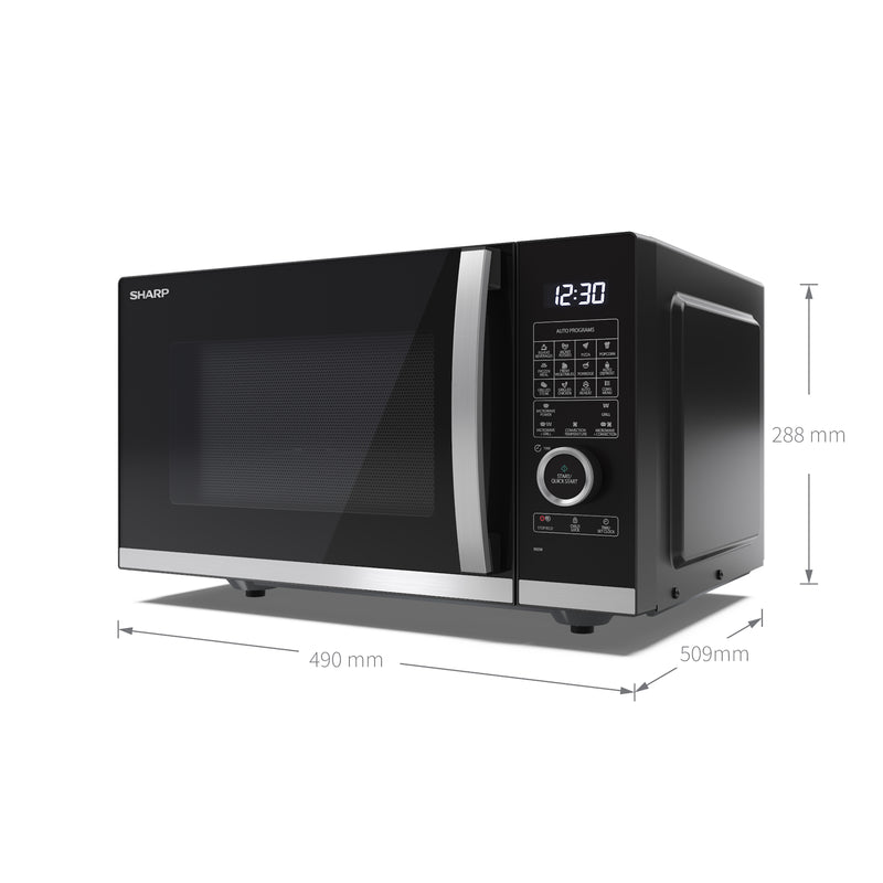 Sharp YC-QC254AU-B 25L 900W Microwave Oven with Grill and Convection - Black